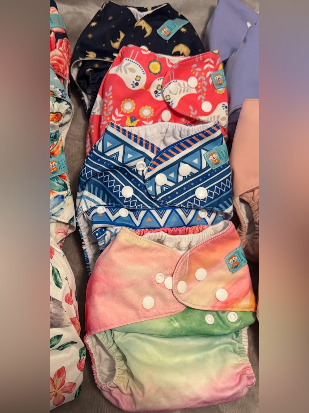 Alva Baby Assorted Cloth Diapers w/ Inserts (Colorful Prints)
